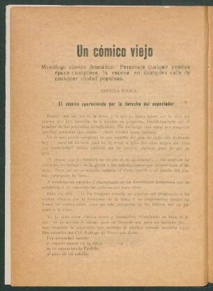 Un cómico viejo : Monólogo cómico dramático