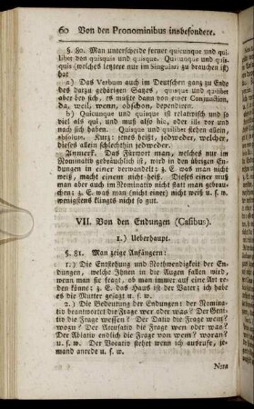 VII. Von den Endungen (Casibus).