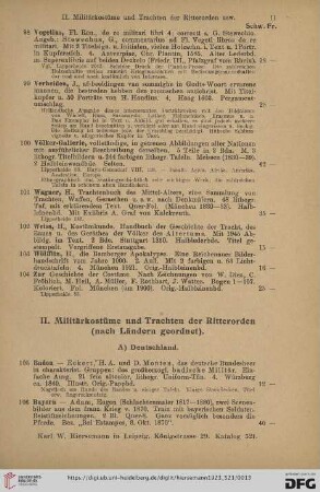 II. Militärkostüme und Trachten der Ritterorden (Nr. 105 - 222)