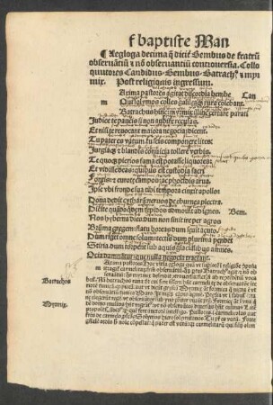 Aegloga decima quae dicitur Bembus de fratrum observantium et non observantium controversia ...
