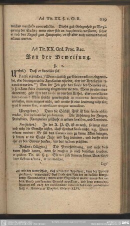 Ad. Tit. XX. Ord. Proc. Rec. Von der Beweisung