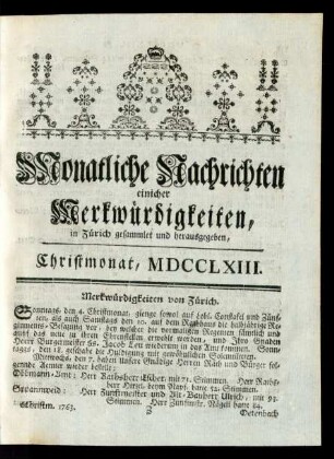 Christmonat, MDCCLXIII