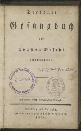 Dresdner Gesangbuch auf höchsten Befehl herausgegeben