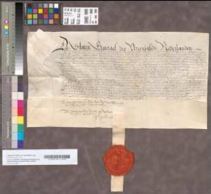 Aanstelling van de staten-Generaal voor Henrik, Heere van Brederode, tot Kolonel over het regiment voetknechten van wijlen zijn vader, (1656). De dagteekening ist niet ingevuld. Perkament met 1 uithangend zegel.