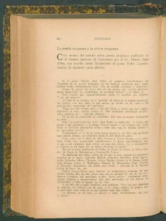 La poesía uruguaya a la crítica uruguaya