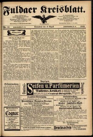 Zweite Ausgabe vom Samstag, den 16. August 1902.