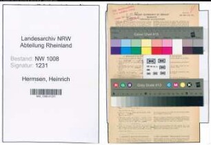 Entnazifizierung Heinrich Hermsen , geb. 24.07.1910 (Monteur)