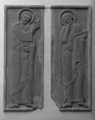 Der heilige Michael als Drachentöter, die heiligen drei Könige die apokalyptische Maria anbetend, der Heilige Petrus und der Heilige Johannes — Der Heilige Petrus