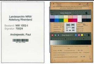 Entnazifizierung Paul Andrejewski , geb. 13.02.1910 (Schlosser)