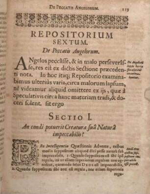 Repositorium Sextum. De Peccatis Angelorum.