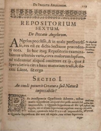 Repositorium Sextum. De Peccatis Angelorum.