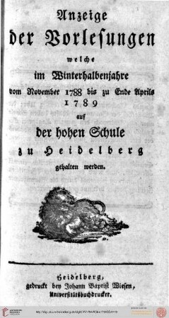 Wintersemester 1788/1789