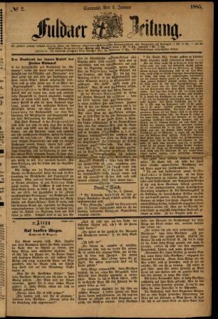 Ausgabe vom Samstag, den 03. Januar 1885.