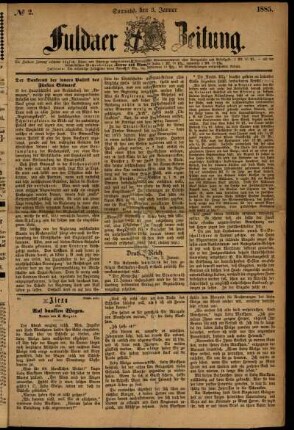 Ausgabe vom Samstag, den 03. Januar 1885.