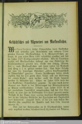 Geschichtliches und Allgemeines von Markneukirchen