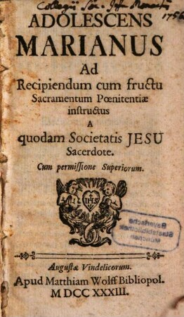 Adolescens Marianus Ad Recipiendum cum fructu Sacramentum Poenitentiae instructus
