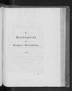 I. Prolongation der Stempel-Verordnung.
