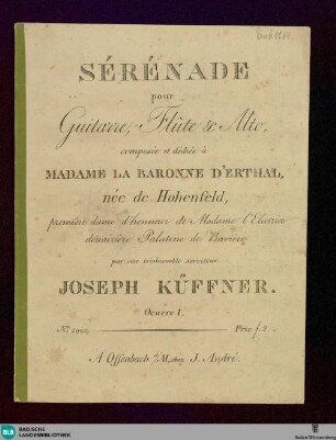 Sérénade pour guitarre, flute & alto : Oeuvre 1