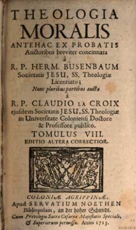 Theologia Moralis, Tomulus VIII.