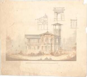 Reiffenstuel, Michael; Villa, Landhaus mit Pavillon - Aufriss, Details