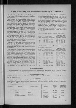 3. Die Einteilung der Hansestadt Hamburg in Wahlkreise