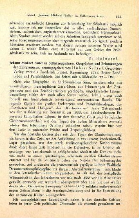 121-123 [Rezension] Leben und Persönlichkeit in Selbstzeugnissen, Gesprächen und Erinnerungen der Zeitgenossen