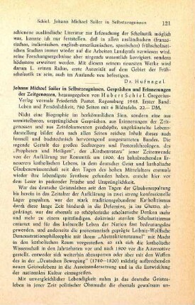 121-123 [Rezension] Leben und Persönlichkeit in Selbstzeugnissen, Gesprächen und Erinnerungen der Zeitgenossen