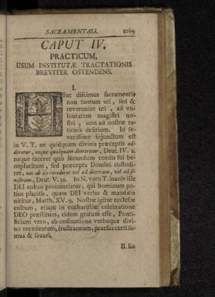 Caput IV. Practicum, Usum Institutæ Tractationis Breviter Ostendens.