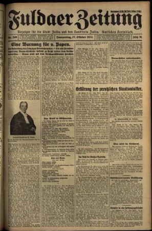 Erste Ausgabe vom Donnerstag, den 27. Oktober 1932.