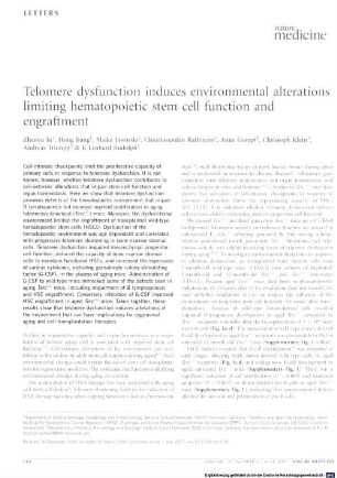 Telomere dysfunction induces environmental alterations limiting hematopoietic stem cell function and engraftment