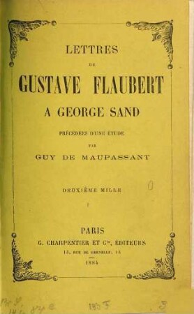 Lettres de Gustave Flaubert à George Sand