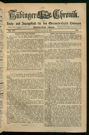 18. Mai (Nro. 103) - 24. Mai (Nro. 107)