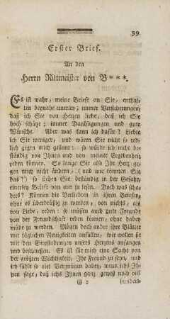 Erster Brief. An den Herrn Rittmeister von B***