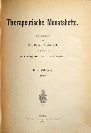 Therapeutische Monatshefte. 11. 1897