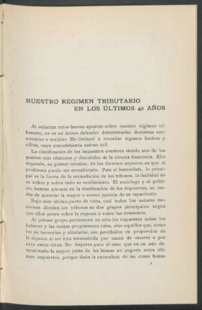 Nuestro régimen tributario en los últimos 40 años