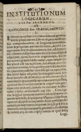 Liber Secundus De Categoriis sive Praedicamentis