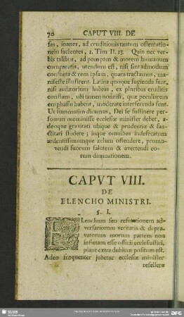 Caput VIII. De Elencho Ministri