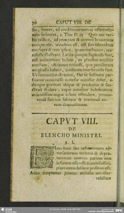 Caput VIII. De Elencho Ministri