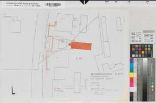 Münster (Münster) Fernsprechzentrale der Universität Blatt 1 Lageplan mit Leitungssystem, 3 Blätter 1974 1 : 500 42 x 60 kol. Pause Staatshochbauamt für die Universität Münster 58.01