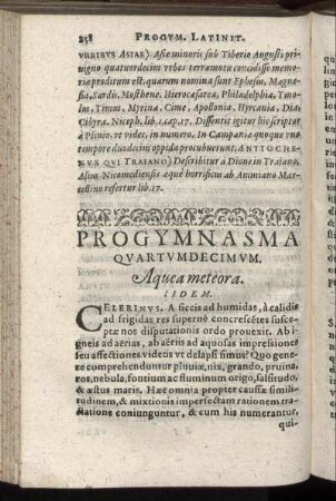 Progymnasma Quartumdecimum. Aquea meteora.
