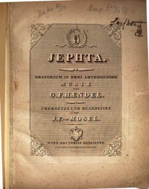 Jephta : Oratorium in drei Abtheilungen