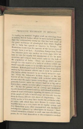 Primitive Marriage in Bengal.