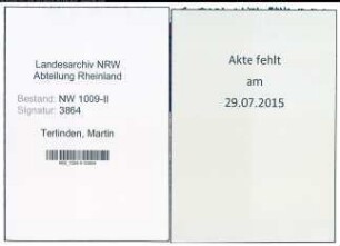 Entnazifizierung Martin Terlinden , geb. 11.12.1897 (Kaufmann)
