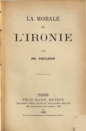 La morale de l'ironie