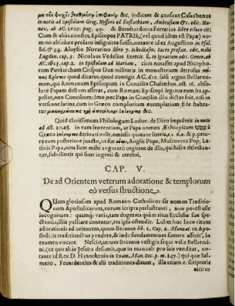 Cap. V. De ad Orientem veterum adoratione & templorum eo versus structione