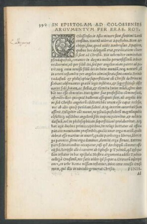 In Epistolam Ad Colossenses Argumentum Per Eras. Rot.