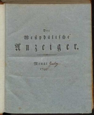 Der Westphälische Anzeiger. Monat July 1798.