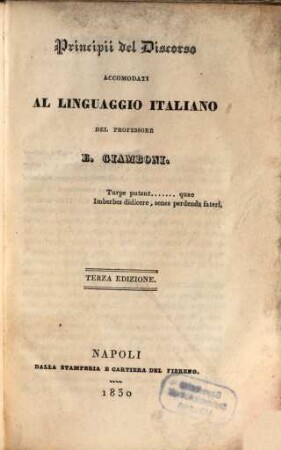 Principi del discorso accomodati al linguaggio italiano