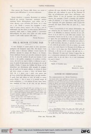 Notizie ed osservazione