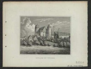 Ansicht vom Schloss zu Wurzen, Stahlstich, um 1840 : Schloss zu Wurzen. - [Stuttgart] : [Scheible] , [um 1840]. - 1 Kunstbl. : Stahlst. ; 10 x 7 cm